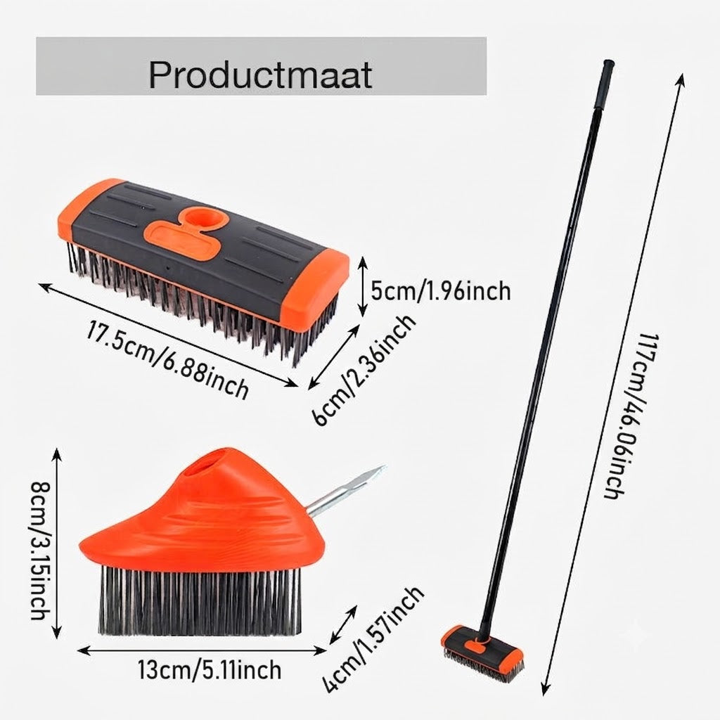 🧹 Voegenborstel Set voor Tegels - 3-in-1 Tuingereedschap voor Terras en Oprit