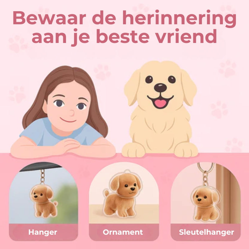 Snuzzle Gepersonaliseerde Dierenhaar Sleutelhanger - Uniek Gedenksieraad voor Hond & Kat