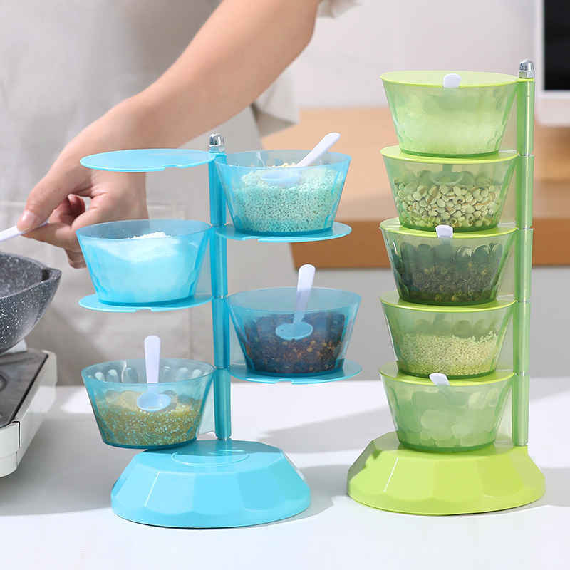 360° Draaibare Kruidenpotjes Set – Compact Kruiden-Organiser voor het Aanrecht – Inclusief Lepeltjes