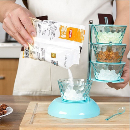 360° Draaibare Kruidenpotjes Set – Compact Kruiden-Organiser voor het Aanrecht – Inclusief Lepeltjes