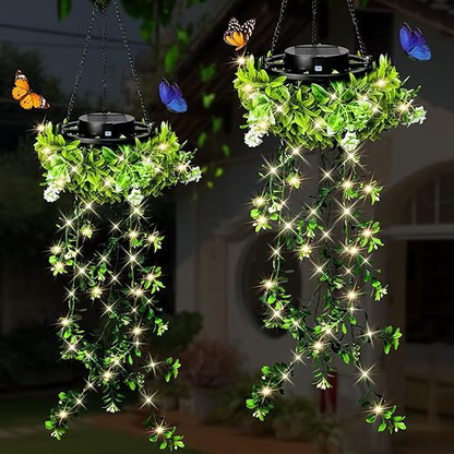 Solar Hanglamp Klimop Waterval – Kunstmatige Klimop Ranken met LED Verlichting – IP65 Waterdicht