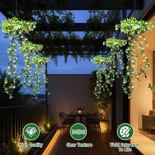 Solar Hanglamp Klimop Waterval – Kunstmatige Klimop Ranken met LED Verlichting – IP65 Waterdicht
