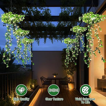 Solar Hanglamp Klimop Waterval – Kunstmatige Klimop Ranken met LED Verlichting – IP65 Waterdicht