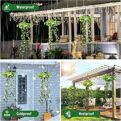 Solar Hanglamp Klimop Waterval – Kunstmatige Klimop Ranken met LED Verlichting – IP65 Waterdicht