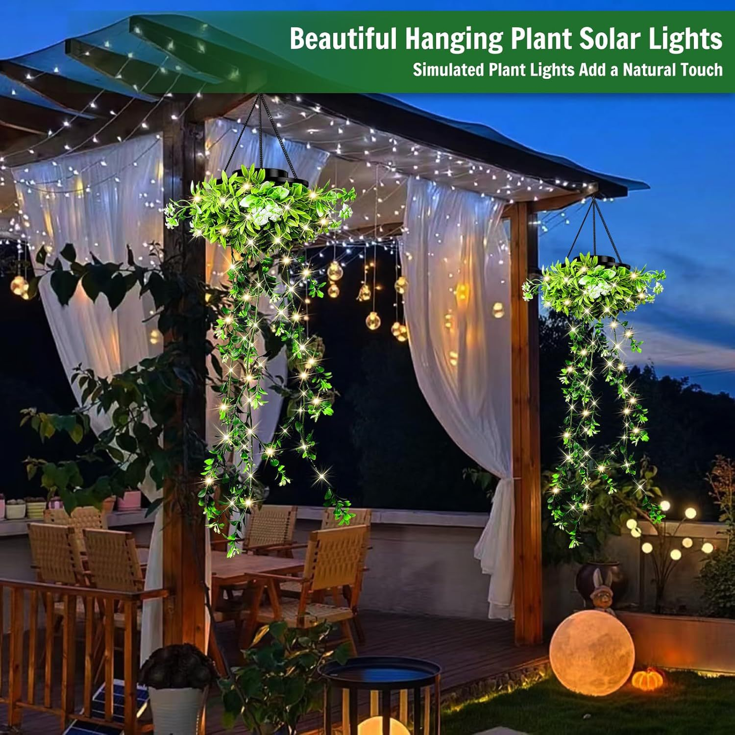 Solar Hanglamp Klimop Waterval – Kunstmatige Klimop Ranken met LED Verlichting – IP65 Waterdicht