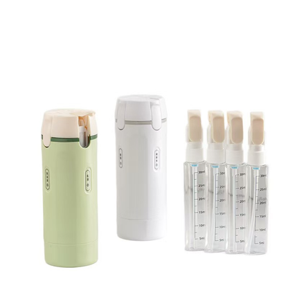 Draagbare 4-in-1 reisdispenser