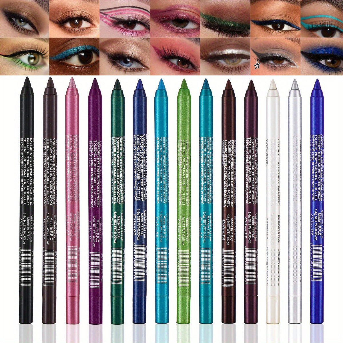 14-Delige Waterproof Gekleurde Gel Eyeliner Set 👁️🌈✏️