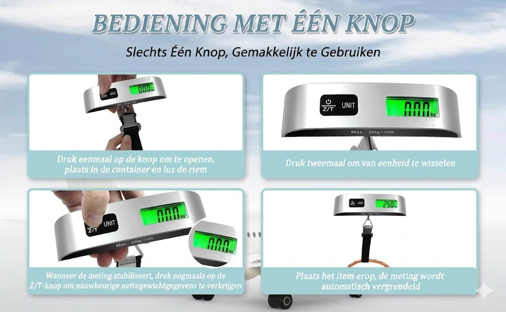 Draagbare Bagageweegschaal met LCD Display