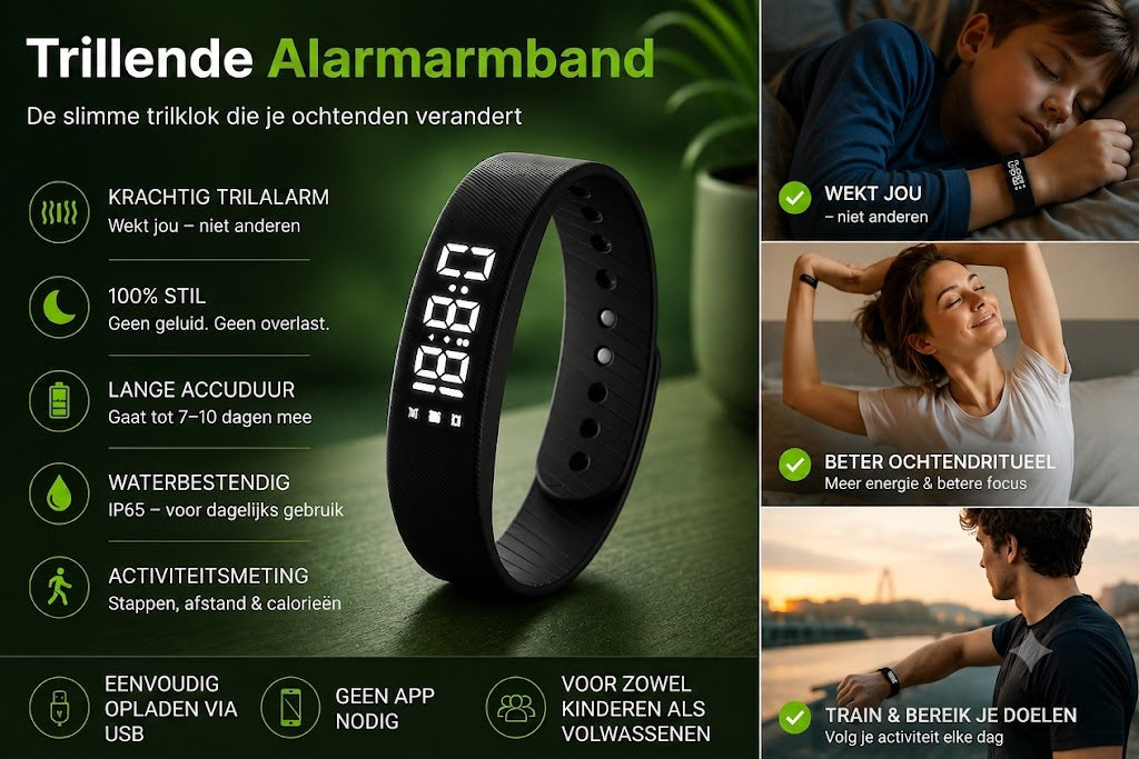 WakeFit – Vibratie Wekker Armband. Dit slimme vibratiehorloge zal je ochtenden voorgoed veranderen.