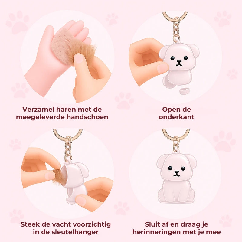 Snuzzle Gepersonaliseerde Dierenhaar Sleutelhanger - Uniek Gedenksieraad voor Hond & Kat
