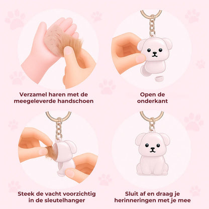 Snuzzle Gepersonaliseerde Dierenhaar Sleutelhanger - Uniek Gedenksieraad voor Hond & Kat