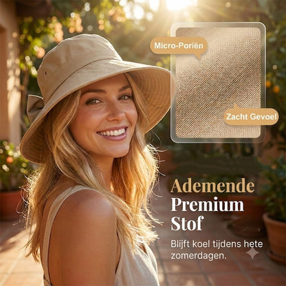 🎀 Dames Zonnehoed met Strik en Brede Rand – Opvouwbaar