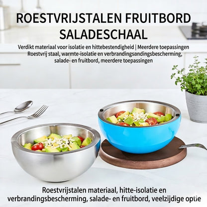 Dubbelwandige Roestvrijstalen Kom – Houdt Voedsel Warm en Koud