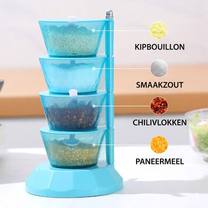360° Draaibare Kruidenpotjes Set – Compact Kruiden-Organiser voor het Aanrecht – Inclusief Lepeltjes