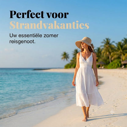🎀 Dames Zonnehoed met Strik en Brede Rand – Opvouwbaar
