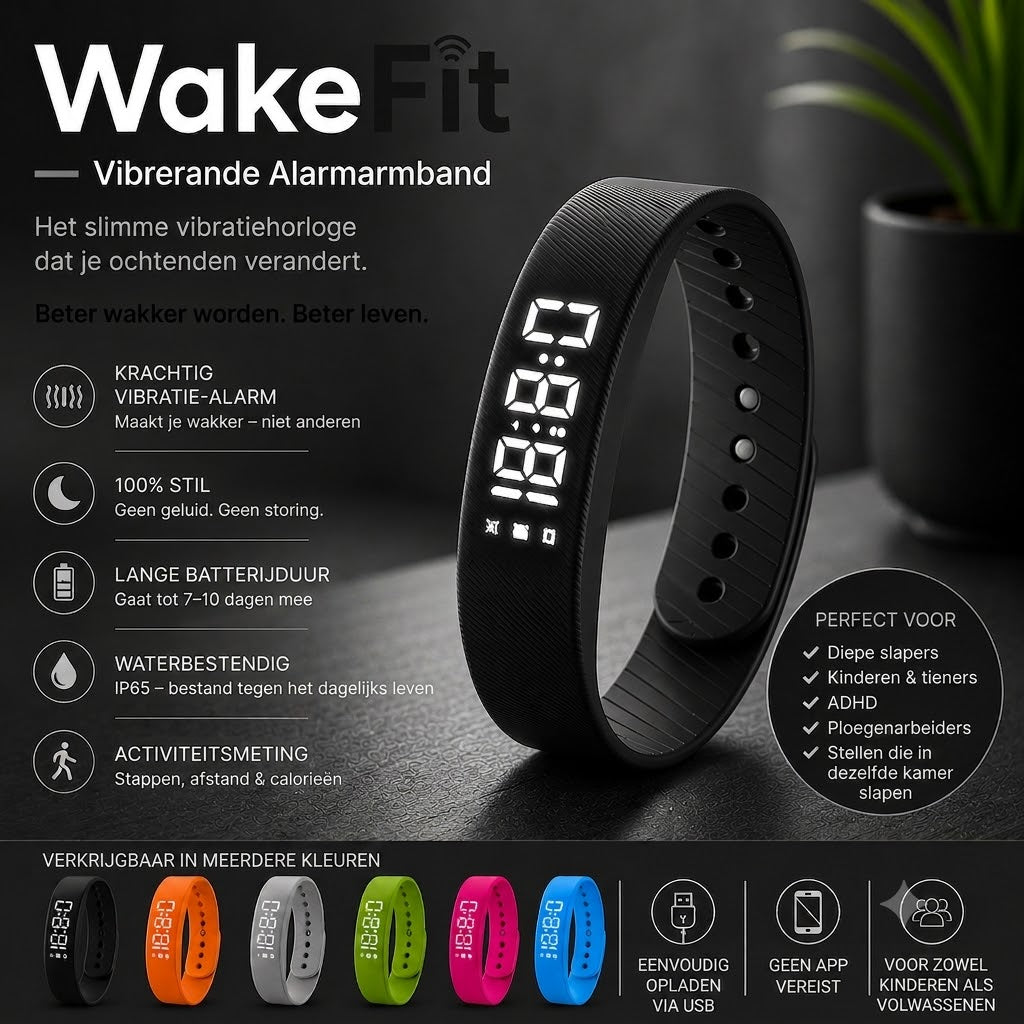 WakeFit – Vibratie Wekker Armband. Dit slimme vibratiehorloge zal je ochtenden voorgoed veranderen.