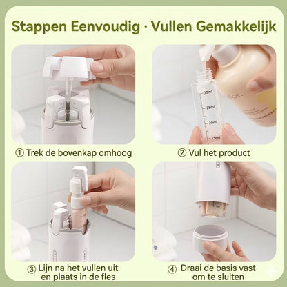 Draagbare 4-in-1 reisdispenser