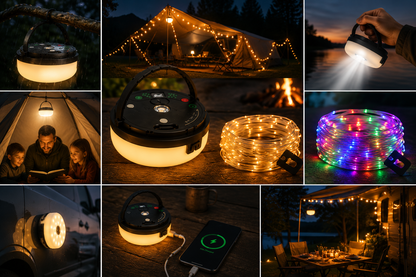 CampGlow 4-in-1 Oplaadbare Campinglantaarn met Lichtsnoer en Powerbank