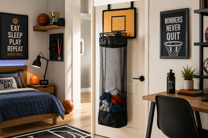 Deur-wasmand: 2-in-1 Basketbalring & Wasmand🏀