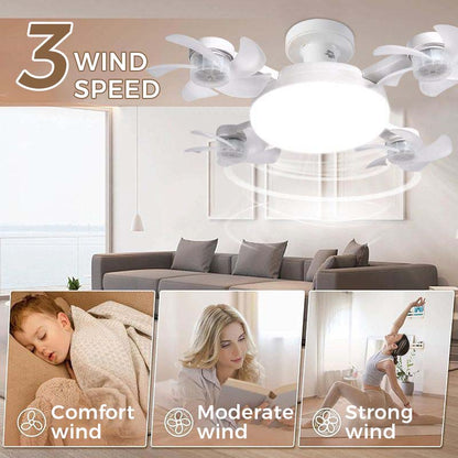 Nieuwe E27 Plafondventilator met Licht – 2-in-1 Stille LED Ventilatorlamp