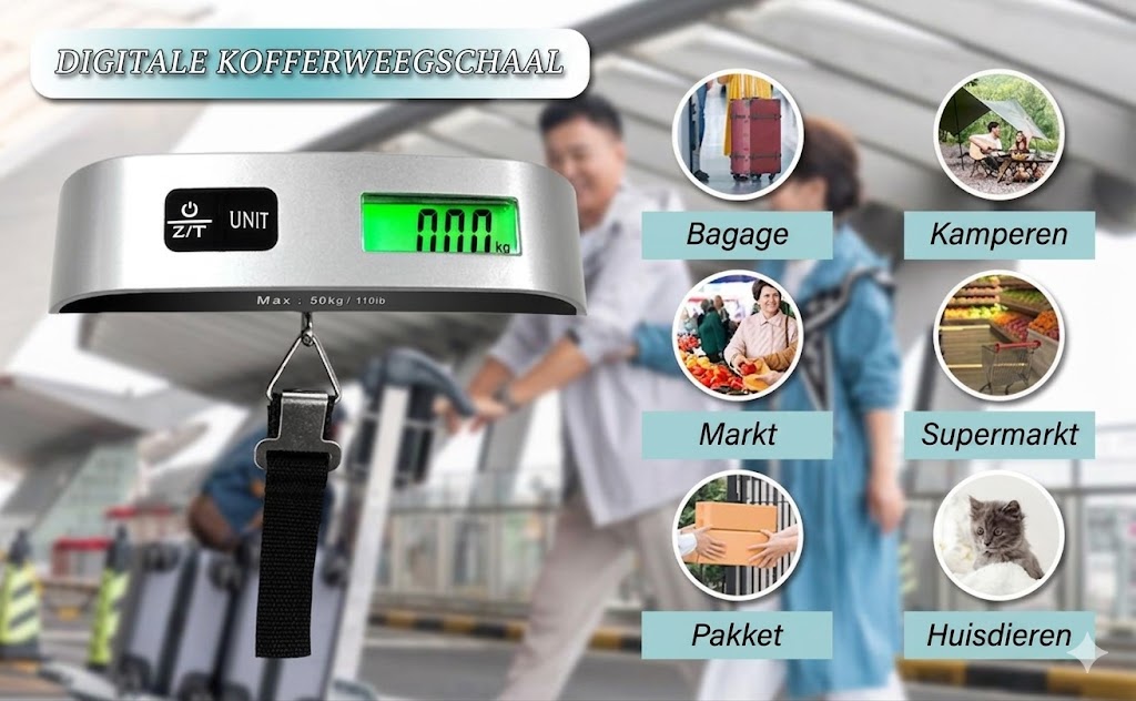Draagbare Bagageweegschaal met LCD Display